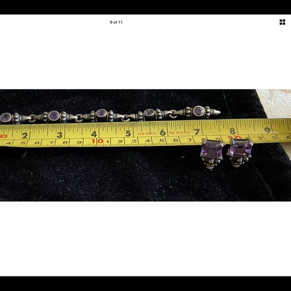 Lagos caviar amethysts  set earrings, bracelet & ring 7 - Picture 10 of 12